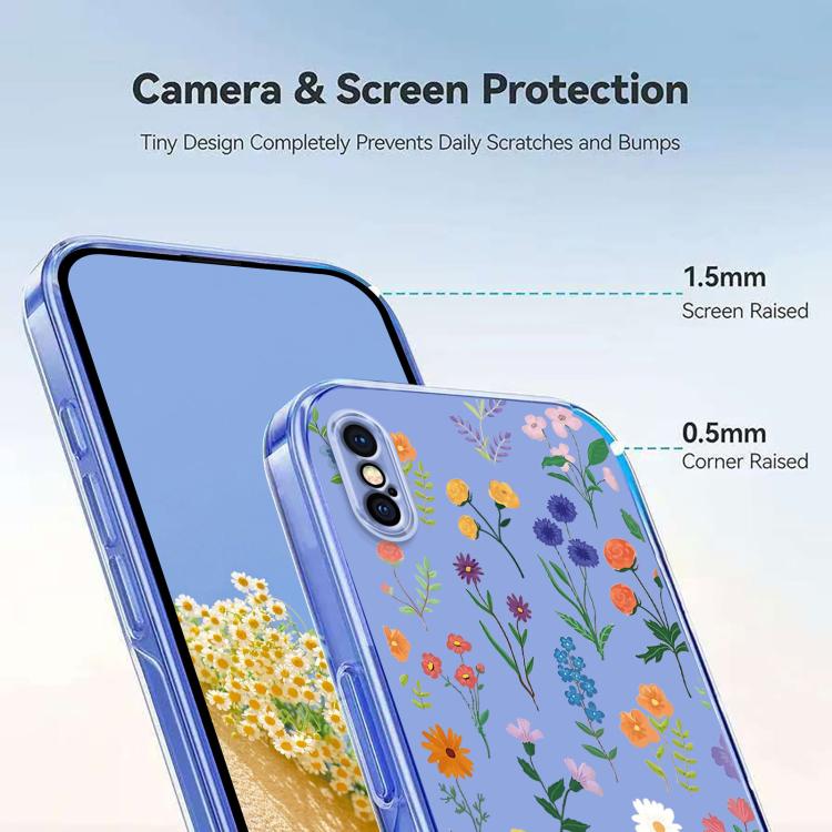 For iPhone XS Max Flower Pattern Painted TPU Phone Case