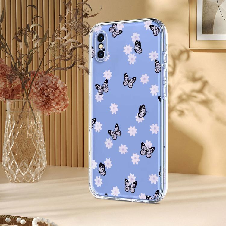 For iPhone XS Max Flower Pattern Painted TPU Phone Case