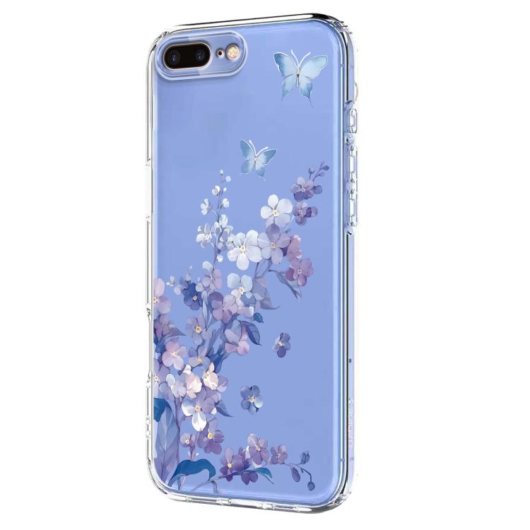 For iPhone 8 Plus / 7 Plus Flower Pattern Painted TPU Phone Case