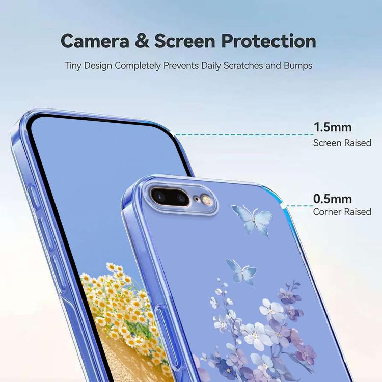 For iPhone 8 Plus / 7 Plus Flower Pattern Painted TPU Phone Case