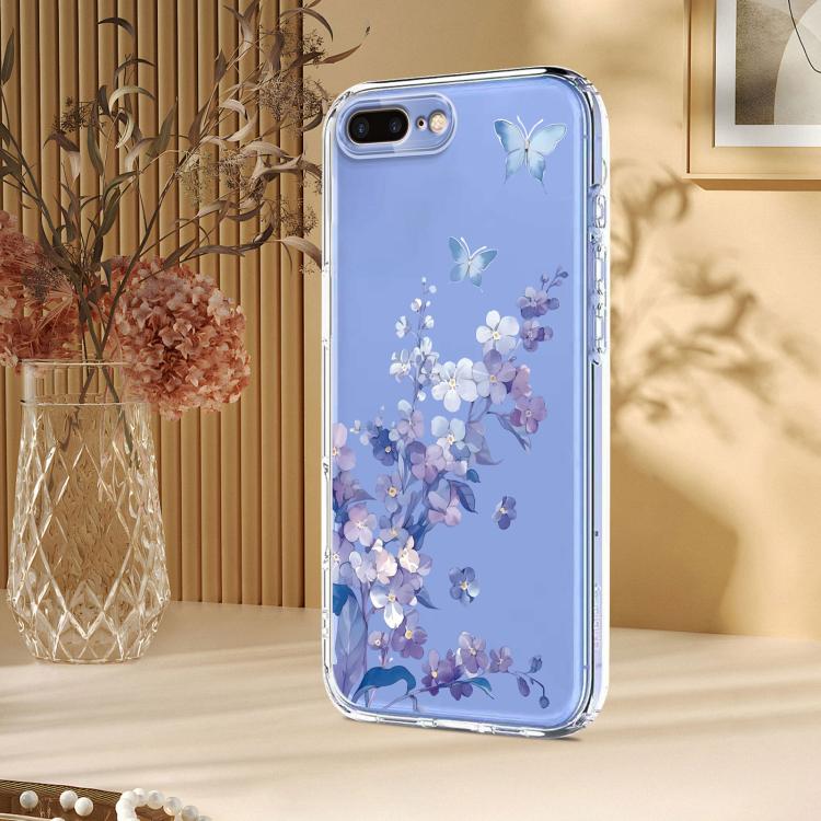 For iPhone 8 Plus / 7 Plus Flower Pattern Painted TPU Phone Case