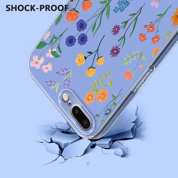 For iPhone 8 Plus / 7 Plus Flower Pattern Painted TPU Phone Case