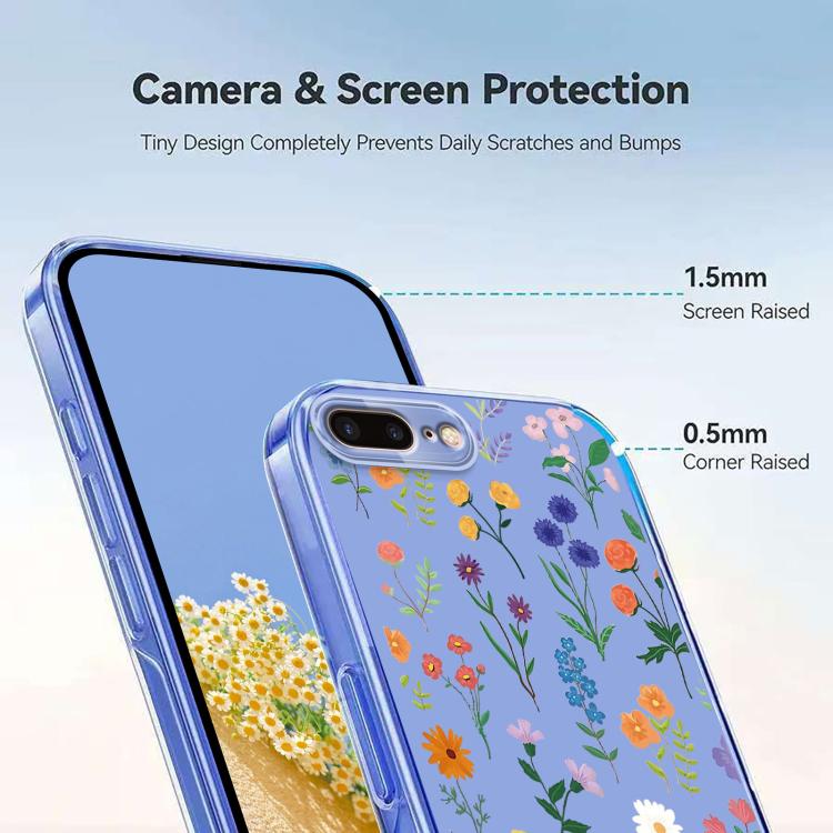 For iPhone 8 Plus / 7 Plus Flower Pattern Painted TPU Phone Case
