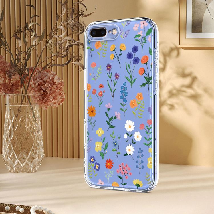 For iPhone 8 Plus / 7 Plus Flower Pattern Painted TPU Phone Case