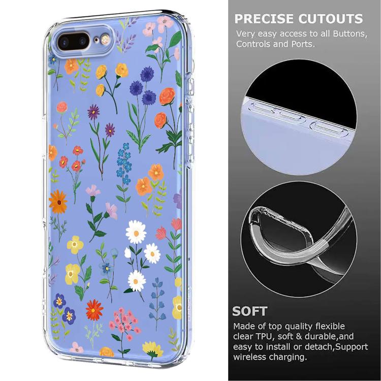 For iPhone 8 Plus / 7 Plus Flower Pattern Painted TPU Phone Case