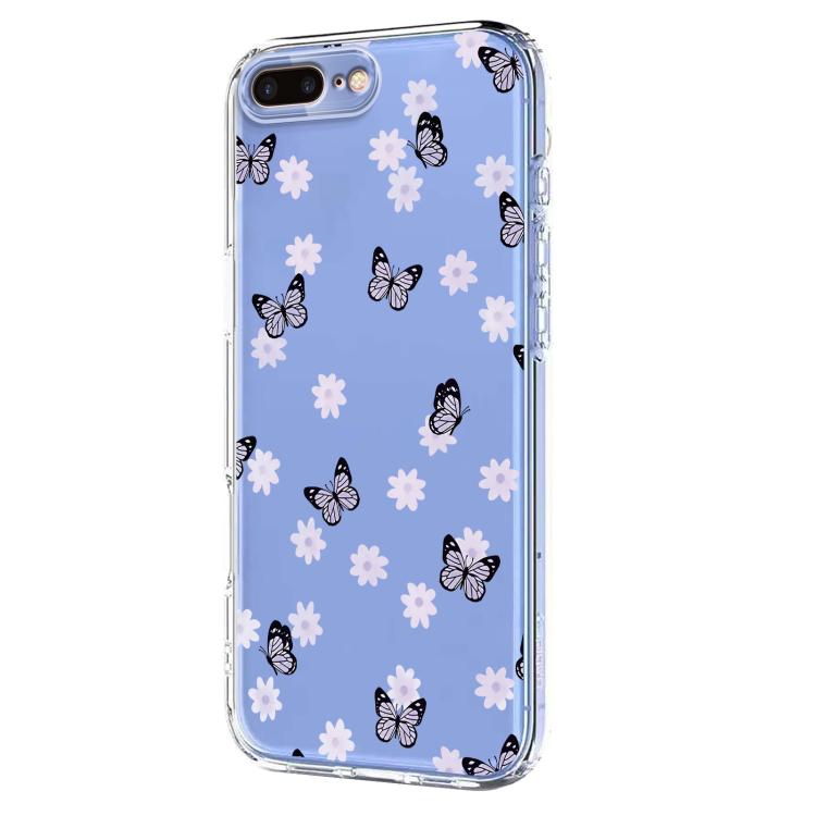 For iPhone 8 Plus / 7 Plus Flower Pattern Painted TPU Phone Case