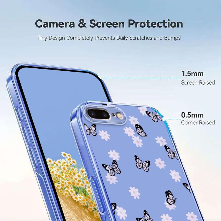 For iPhone 8 Plus / 7 Plus Flower Pattern Painted TPU Phone Case