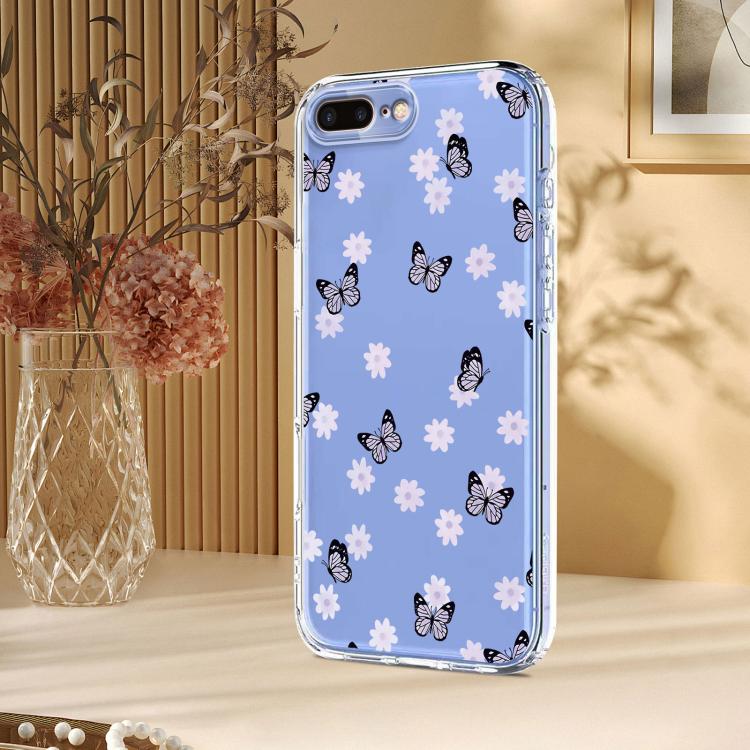 For iPhone 8 Plus / 7 Plus Flower Pattern Painted TPU Phone Case