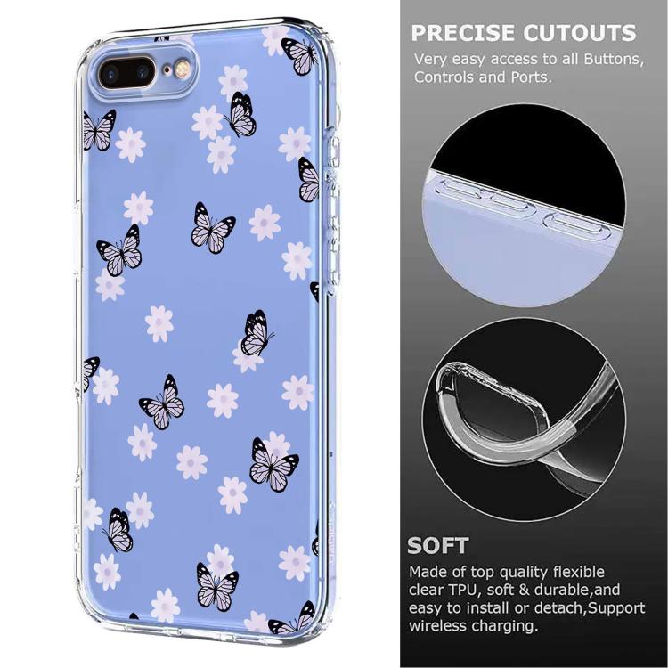For iPhone 8 Plus / 7 Plus Flower Pattern Painted TPU Phone Case