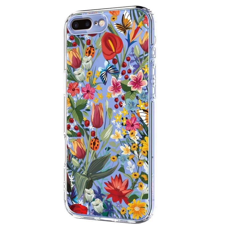 For iPhone 8 Plus / 7 Plus Flower Pattern Painted TPU Phone Case