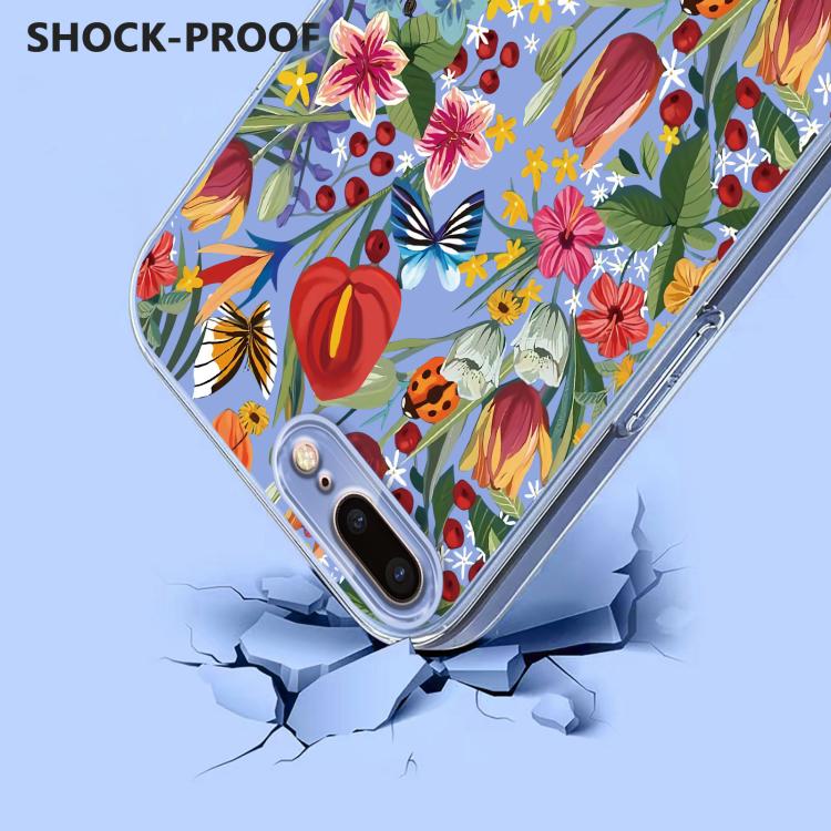 For iPhone 8 Plus / 7 Plus Flower Pattern Painted TPU Phone Case
