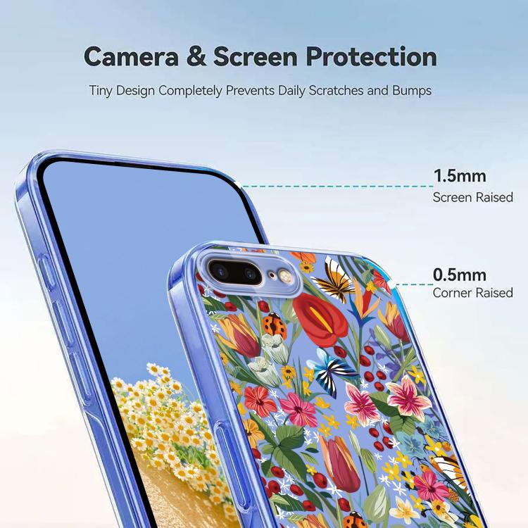 For iPhone 8 Plus / 7 Plus Flower Pattern Painted TPU Phone Case