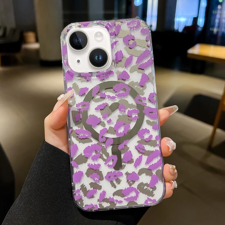 For iPhone 14 Leopard MagSafe Dual-side Laminating IMD Phone Case
