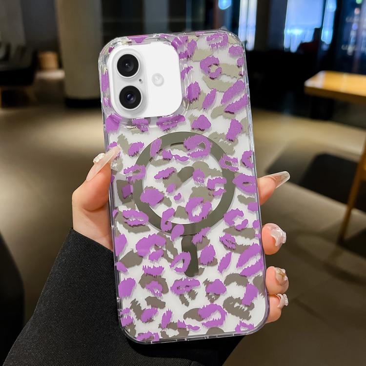 For iPhone 16 Leopard MagSafe Dual-side Laminating IMD Phone Case
