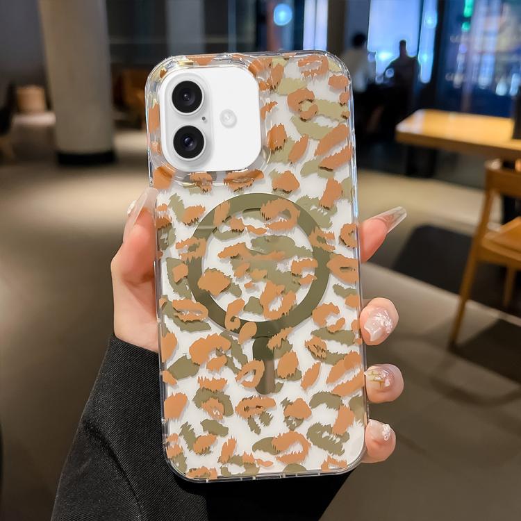 For iPhone 16 Plus Leopard MagSafe Dual-side Laminating IMD Phone Case