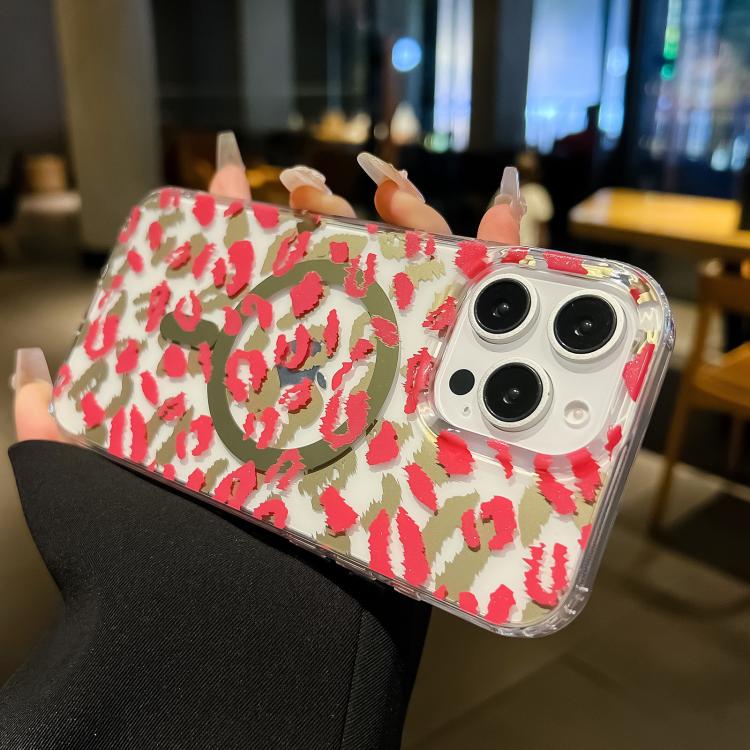 For iPhone 15 Pro Max Leopard MagSafe Dual-side Laminating IMD Phone Case