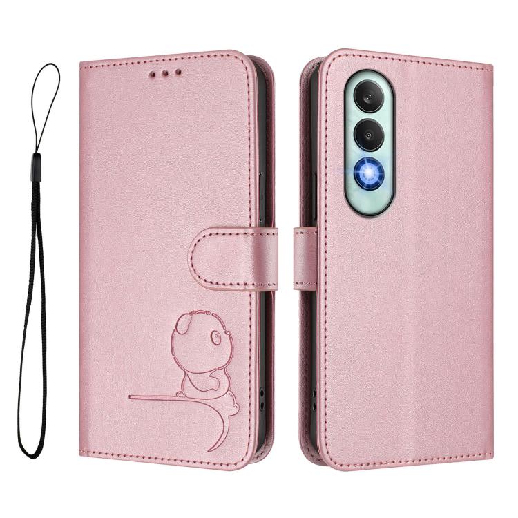 For OnePlus Nord CE4 Litter Panda Embossing RFID Leather Phone Case with Lanyard