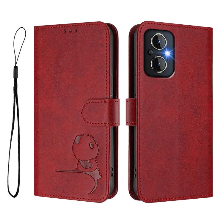 For OnePlus Nord N20 5G Litter Panda Embossing RFID Leather Phone Case with Lanyard