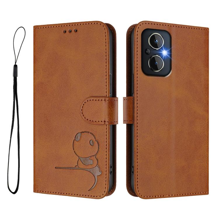 For OnePlus Nord N20 5G Litter Panda Embossing RFID Leather Phone Case with Lanyard