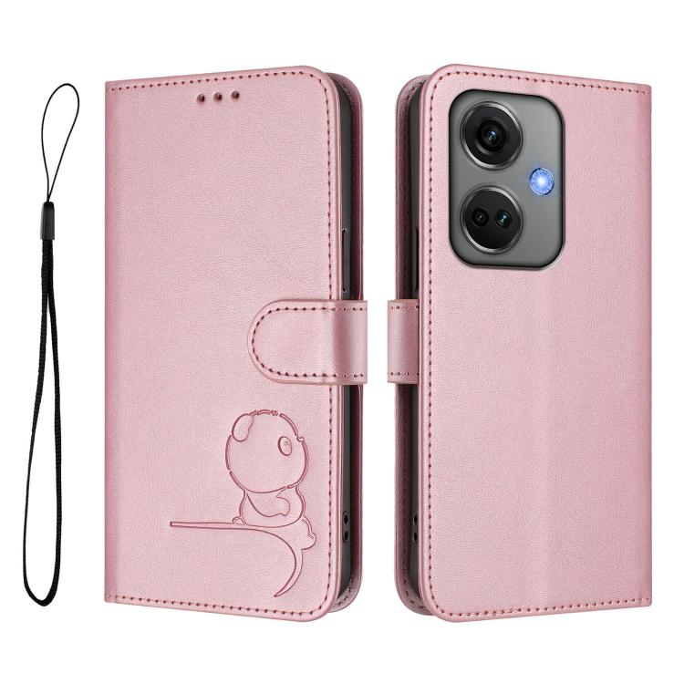 For OnePlus Nord CE3 5G India Litter Panda Embossing RFID Leather Phone Case with Lanyard