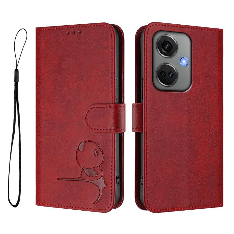 For OnePlus Nord CE3 5G India Litter Panda Embossing RFID Leather Phone Case with Lanyard