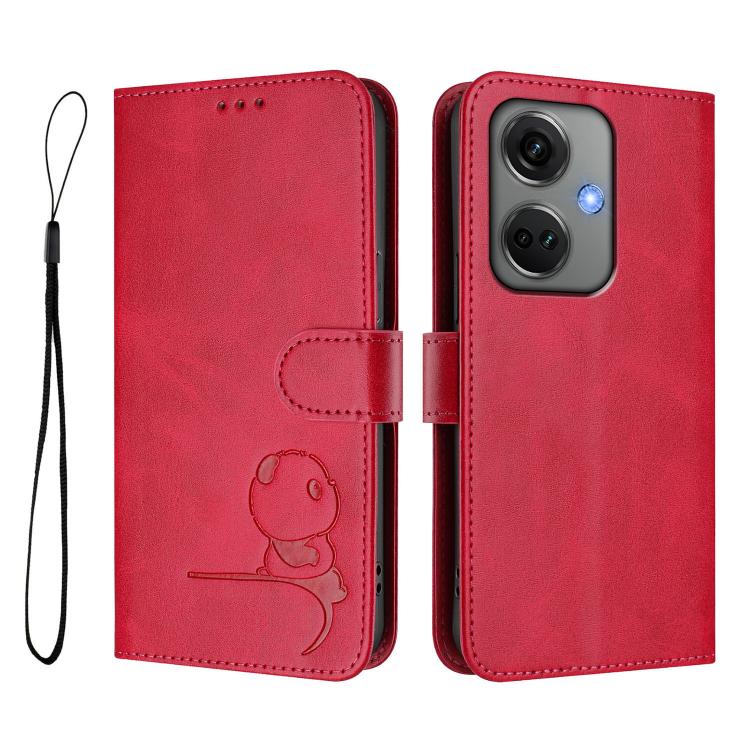 For OnePlus Nord CE3 5G India Litter Panda Embossing RFID Leather Phone Case with Lanyard