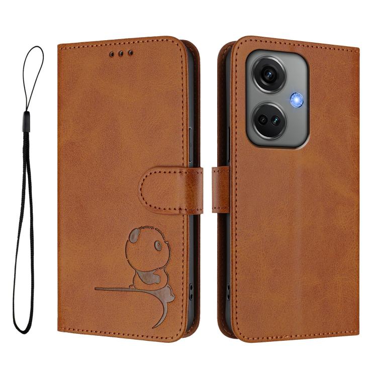 For OnePlus Nord CE3 5G India Litter Panda Embossing RFID Leather Phone Case with Lanyard