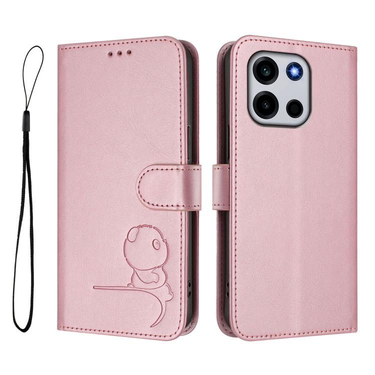 For OnePlus Turbo 6 / Turbo 6V 5G Litter Panda Embossing RFID Leather Phone Case with Lanyard