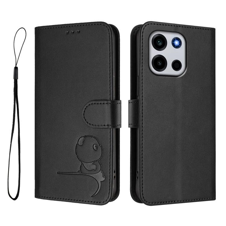 For OnePlus Turbo 6 / Turbo 6V 5G Litter Panda Embossing RFID Leather Phone Case with Lanyard