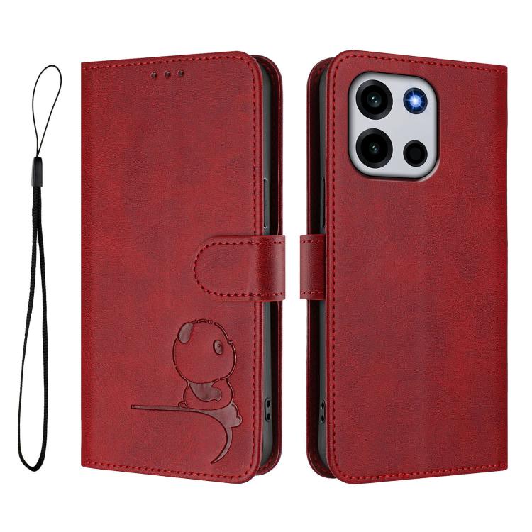 For OnePlus Turbo 6 / Turbo 6V 5G Litter Panda Embossing RFID Leather Phone Case with Lanyard