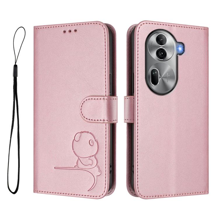 For OPPO Reno11 Pro 5G Global Litter Panda Embossing RFID Leather Phone Case with Lanyard