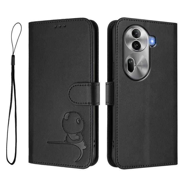 For OPPO Reno11 Pro 5G Global Litter Panda Embossing RFID Leather Phone Case with Lanyard
