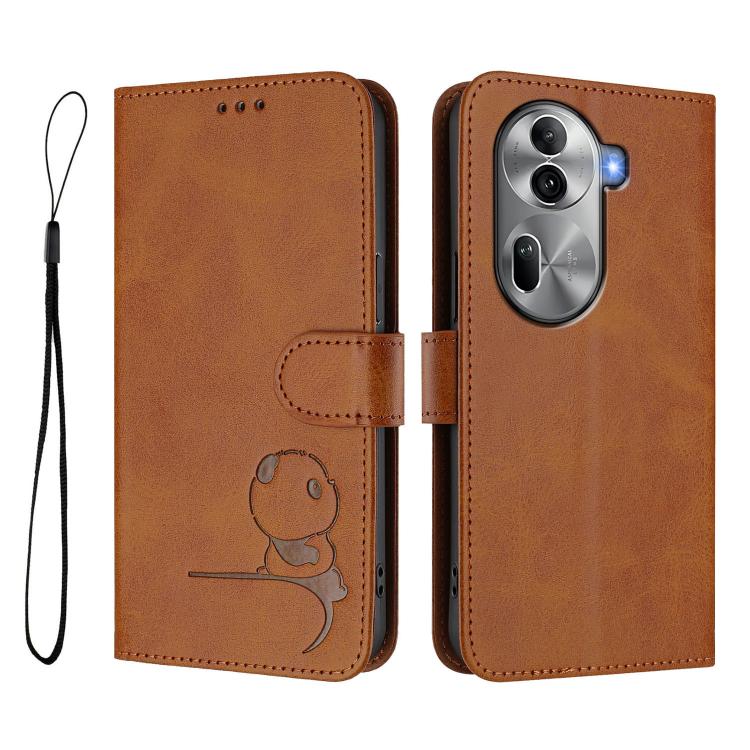 For OPPO Reno11 Pro 5G Global Litter Panda Embossing RFID Leather Phone Case with Lanyard