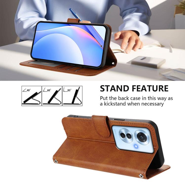 For OPPO Reno11 F 5G Global Litter Panda Embossing RFID Leather Phone Case with Lanyard