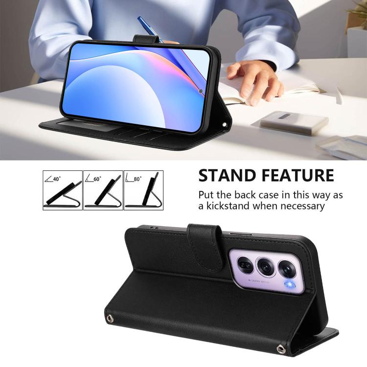 For OPPO Reno12 Pro 5G Global Litter Panda Embossing RFID Leather Phone Case with Lanyard