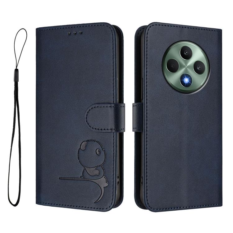 For OPPO Reno12 F 4G / 5G Global Litter Panda Embossing RFID Leather Phone Case with Lanyard