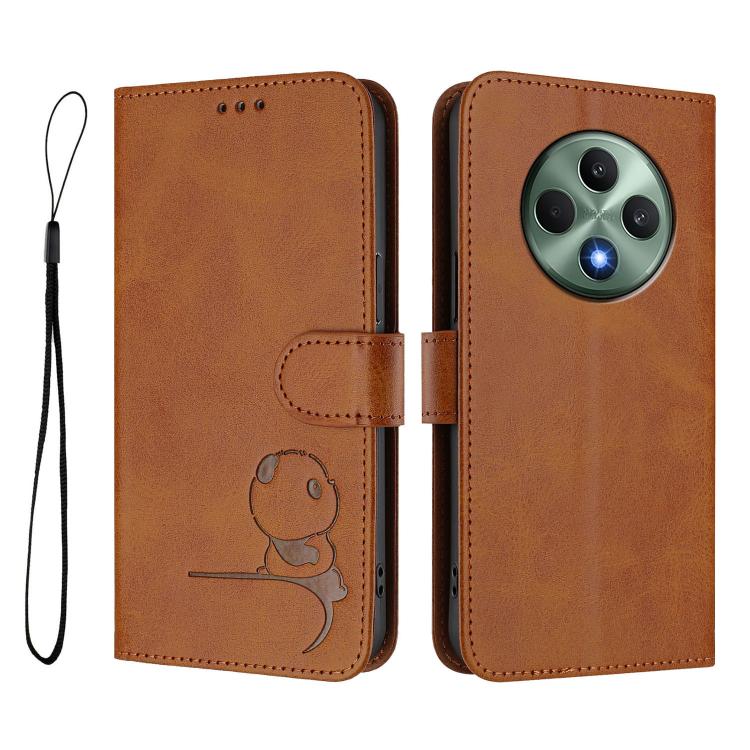 For OPPO Reno12 F 4G / 5G Global Litter Panda Embossing RFID Leather Phone Case with Lanyard