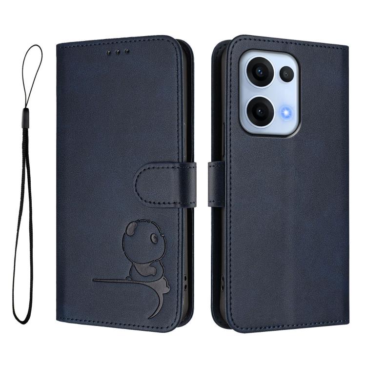 For OPPO Reno13 5G Global Litter Panda Embossing RFID Leather Phone Case with Lanyard
