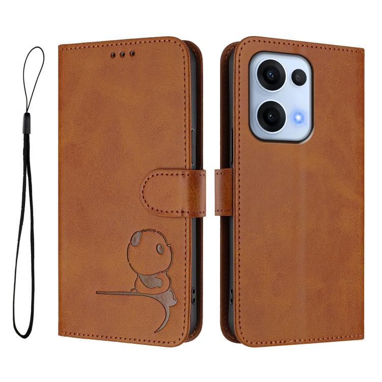 For OPPO Reno13 5G Global Litter Panda Embossing RFID Leather Phone Case with Lanyard