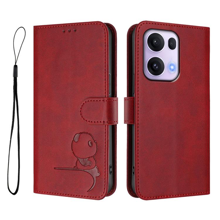 For OPPO Reno13 Pro 5G Global Litter Panda Embossing RFID Leather Phone Case with Lanyard