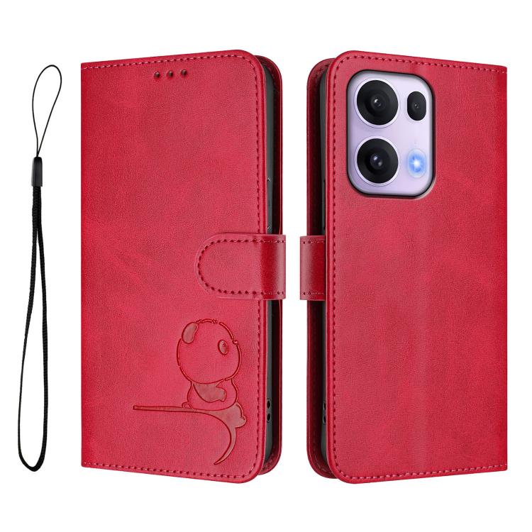 For OPPO Reno13 Pro 5G Global Litter Panda Embossing RFID Leather Phone Case with Lanyard