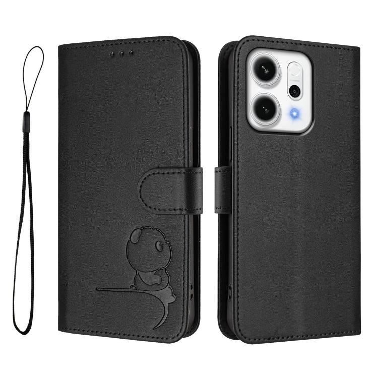 For OPPO Reno14 F / Reno14 5G Global Litter Panda Embossing RFID Leather Phone Case with Lanyard
