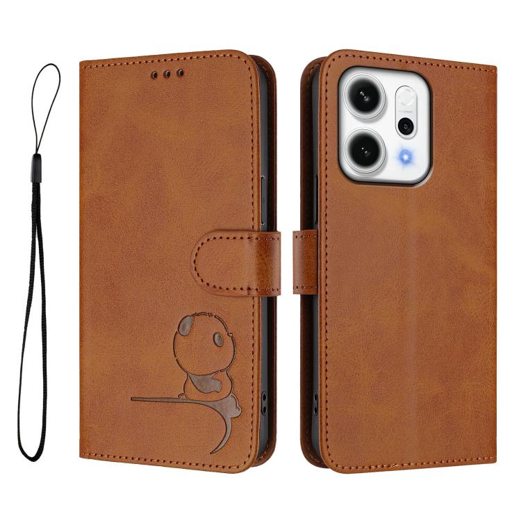 For OPPO Reno14 F / Reno14 5G Global Litter Panda Embossing RFID Leather Phone Case with Lanyard