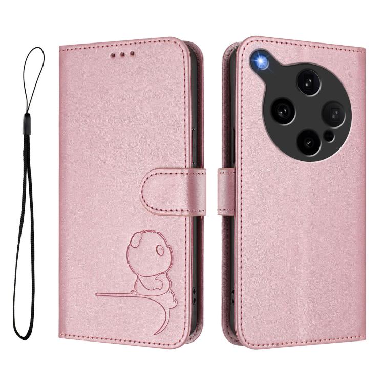 For OPPO Find X8 Ultra 5G Litter Panda Embossing RFID Leather Phone Case with Lanyard
