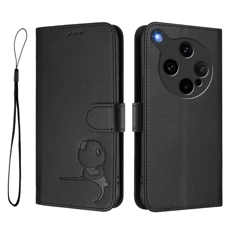 For OPPO Find X8 Ultra 5G Litter Panda Embossing RFID Leather Phone Case with Lanyard