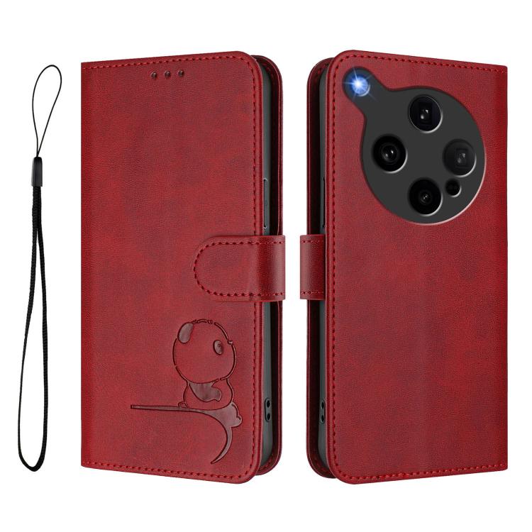 For OPPO Find X8 Ultra 5G Litter Panda Embossing RFID Leather Phone Case with Lanyard