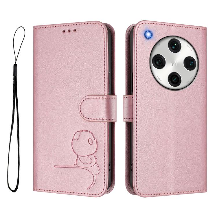 For OPPO Find X8 Pro Litter Panda Embossing RFID Leather Phone Case with Lanyard