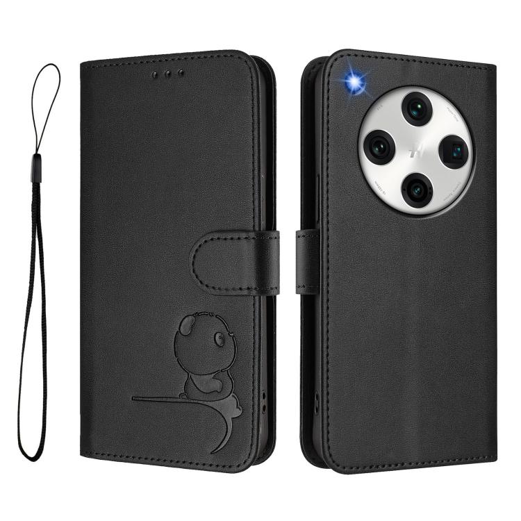 For OPPO Find X8 Pro Litter Panda Embossing RFID Leather Phone Case with Lanyard