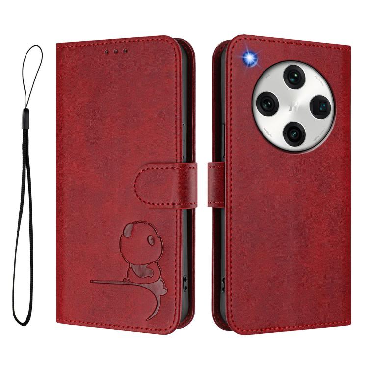For OPPO Find X8 Pro Litter Panda Embossing RFID Leather Phone Case with Lanyard