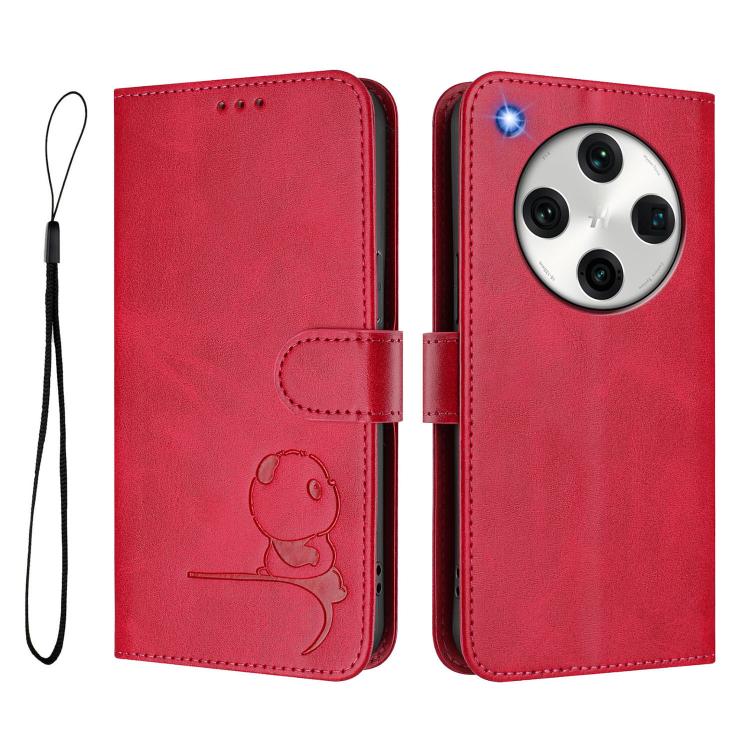 For OPPO Find X8 Pro Litter Panda Embossing RFID Leather Phone Case with Lanyard